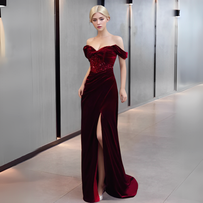 Vestido Terciopelo Burdeos 5